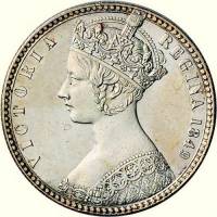 (1849) Монета Великобритания 1849 год 1 флорин "Королева Виктория"  Серебро Ag 925  UNC