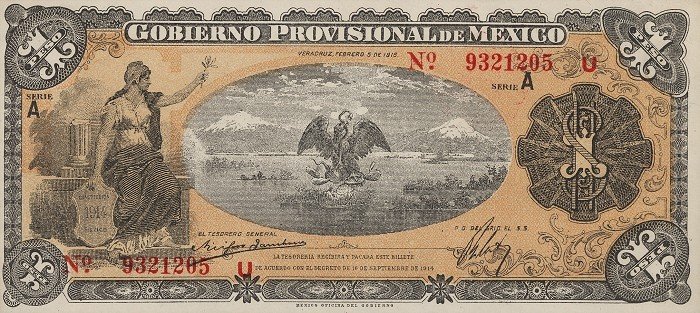 () Банкнота Мексика 1915 год 1  &quot;&quot;   UNC