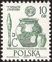 (1965-038) Марка Польша "Археологические находки"   700-летие Варшавы (Стандартный выпуск) II O