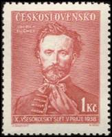 (1938-010) Марка Чехословакия "Й. Фюгнер (Красная)" ,  III O