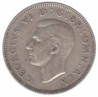 (1946) Монета Великобритания 1946 год 1 шиллинг "Георг VI"  Английский герб Серебро Ag 500  XF