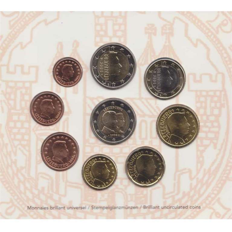 (2006, 9 монет) Набор монет Люксембург 2006 год &quot;Романская Архитектура Люксембурга&quot;   Буклет