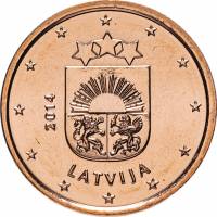 (2014) Монета Латвия 2014 год 1 цент   Сталь, покрытая медью  UNC