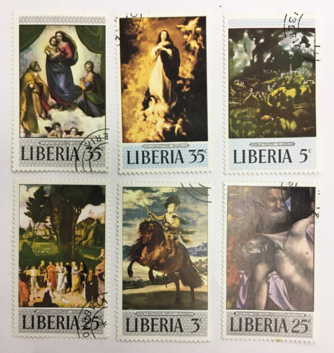 (--) Набор марок Либерия &quot;6 шт.&quot;  Гашёные  , III Θ