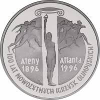 1995 Монета Польша 1995 год 10 злотых ХХVI Летняя олимпиада Атланта  Серебро Ag 925  PROOF
