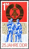 (1974-079) Марка Германия (ГДР) "Семья"    ГДР 25 лет III O