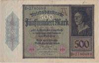 1922 Банкнота Германия 500 марок Дюрер Портрет   VF
