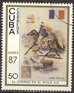 (1987-035) Марка Куба &quot;Почта в Индокитае&quot;    Выставка почтовых марок, Торонто III Θ
