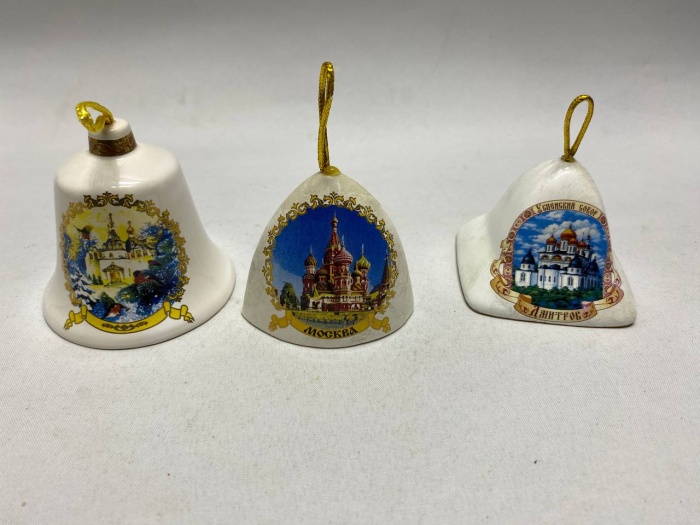 Сувенир колокольчик 3 шт Москва, Дмитров