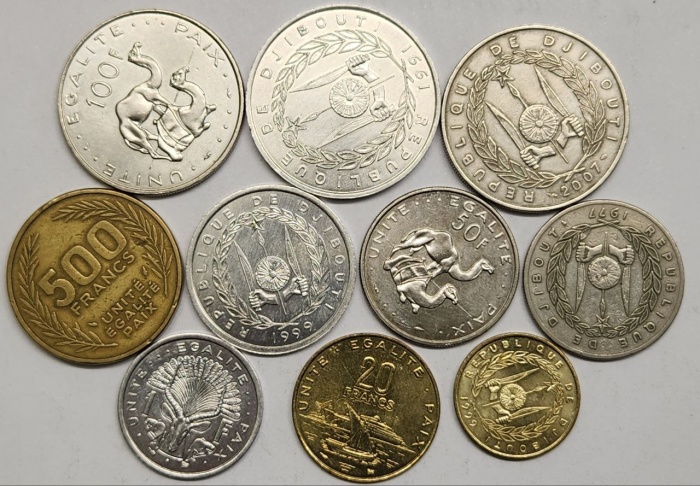 Набор монет Джибути 10 штук