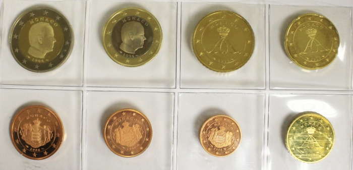 (2006, 8 монет) Набор монет Евро Монако 2006 год    PROOF