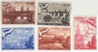 1947-055-59 Серия Набор марок 5 шт СССР  Канал Москва-Волга 10 лет II O