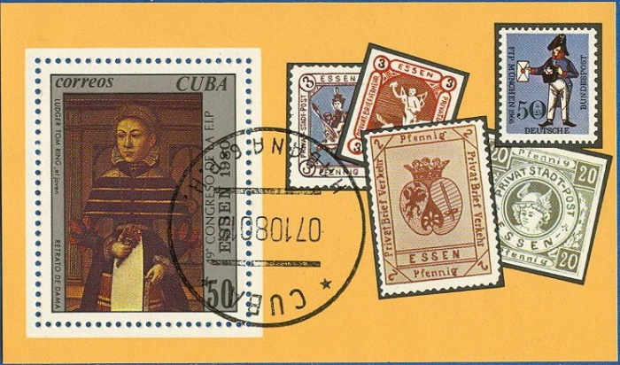 (1980-058) Блок марок  Куба &quot;Портрет дамы&quot;    Конгресс ФИП, Эссен III Θ
