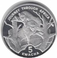 (2006) Монета Малави 2006 год 5 квача "Путешествие по Африке - Тигры"  Серебро (Ag)  PROOF