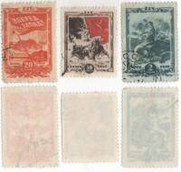 1943-37 38 40 Серия Набор марок 3 шт СССР  25 лет ВЛКСМ II Θ