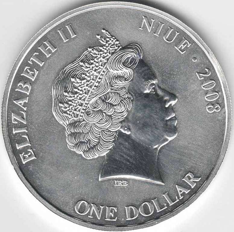 Монета Ниуэ остров 2008 год, 1 доллар &quot;С Новым Годом и Рождеством&quot; PROOF (Сост - AU)  в футляре
