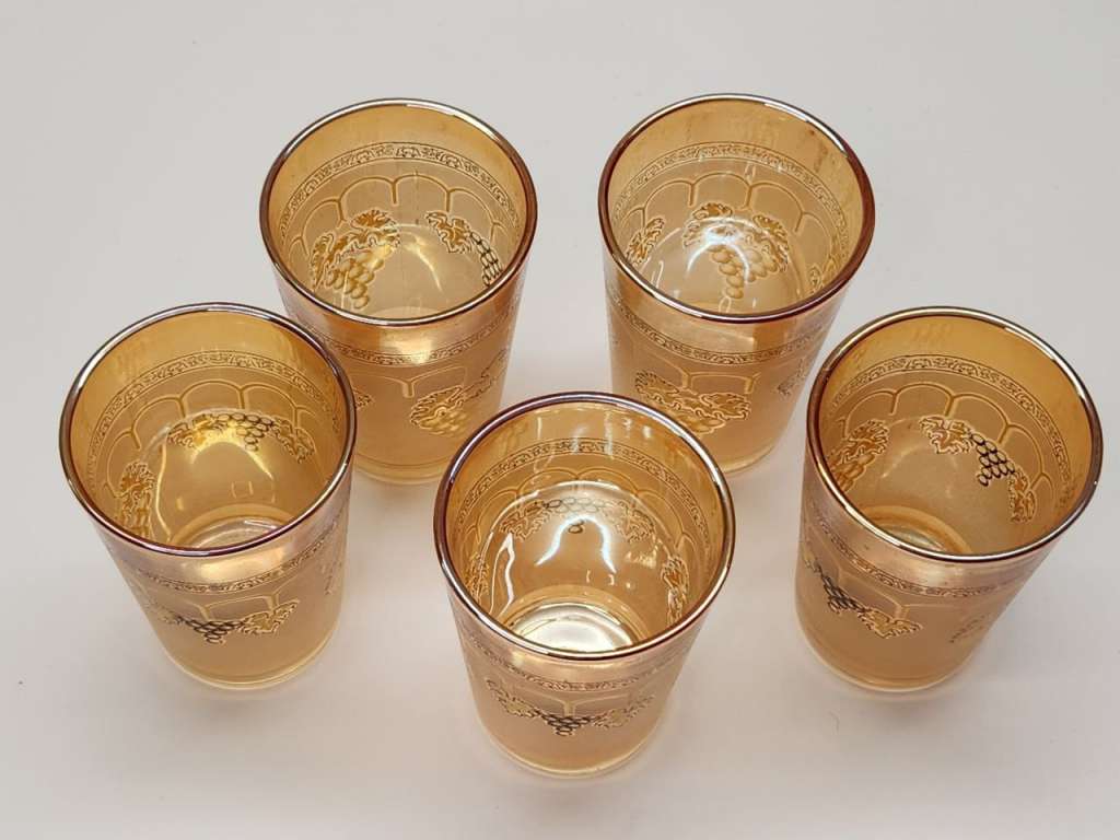 Стопки 5 шт цветное стекло позолота виноград