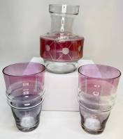 Графин и два стакана розовое стекло СССР винтаж 3 предмета