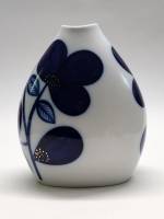 Ваза фарфор ЛФЗ Синие цветы высота 20 см СССР кобальт позолота