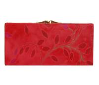 Кошелёк женский "IVORX", Натуральная кожа, 3 отделения, Клепка, поцелуй, "Веточка", Розовый