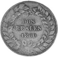 (№1860km11 (buenos aires)) Монета Объединённые провинции Южной Америки 1860 год 2 Reales