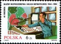 (1984-042) Марка Польша "Милиционер в Центре управления"    Милиция III Θ