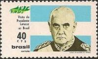 (№1972-1308) Марка Бразилия 1972 год "Визит Президент Лануссе", Гашеная