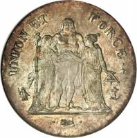 (№1795km639) Монета Франция 1795 год 5 Francs (А, ББ, Д, Г, К, Л, Г, Т, Ш, МА)