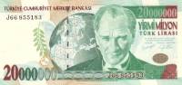 () Банкнота Турция 2000 год 20 000 000  ""   UNC