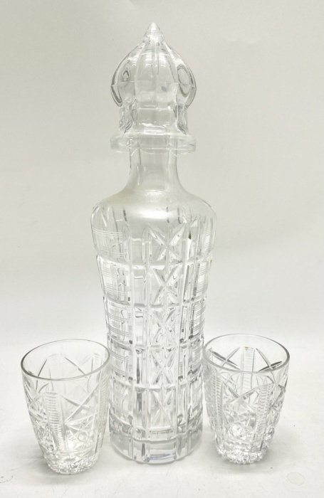 Графин штоф + 2 стопки хрусталь 