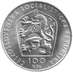 () Монета Чехословакия 1976 год 100 крон ""   Биметалл (Серебро - Ниобиум)  UNC