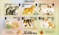 (№1997-27) Блок марок Гибралтар 1997 год "Котята", Гашеный