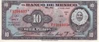 () Банкнота Мексика 1945 год 10  ""   UNC