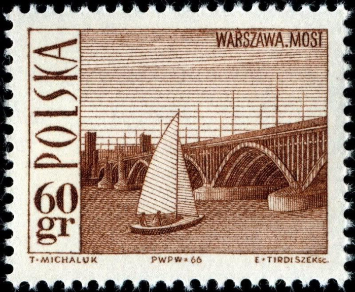 (1966-057) Марка Польша &quot;Мост Понятовского&quot; , III Θ