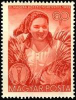 (1952-064) Марка Венгрия "Крестьянка"    Венгерский мирный конгресс III Θ
