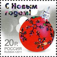 (2011-) Лист марок (9 м 3х3) Россия "Новый С годом 2012"  III O
