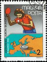 (1982-015) Марка Венгрия "Теннисист"    Чемпионат Европы по настольному теннису, Будапешт III Θ