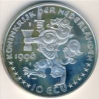 (№1996) Монета Нидерланды 1996 год 10 Ecu (Якоб Ван Кампен)