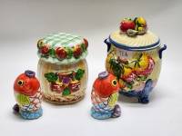 Банки для хранения яркие 2 шт и набор для специй рыбки керамика