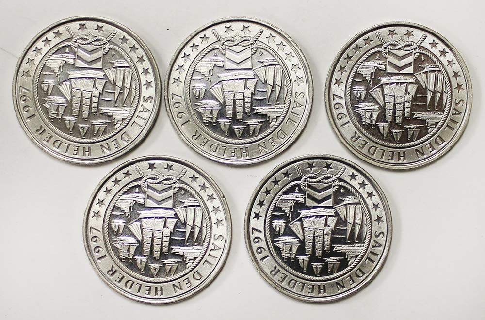 Набор монет Нидерланды 2 евро &quot;Дни национального флота&quot; 1997 год, 5 шт. (см. фото)