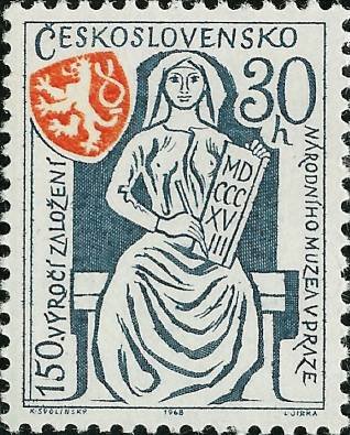 (1968-014) Марка Чехословакия &quot;Герб &quot;    150-летие Национального музея Праги III Θ
