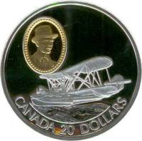 (1994) Монета Канада 1994 год 20 долларов "Самолёт Vickers Vedette"  Серебро Ag 925, Позолота Серебр