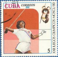 (1980-009) Марка Куба "Метание копья"    Летние олимпийские игры 1980, Москва II Θ