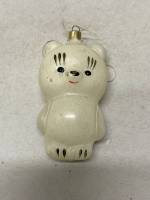 Елочная игрушка белый мишка СССР стекло