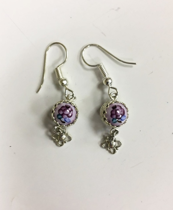 Серьги "Финифть", серебрение (сост. на фото)