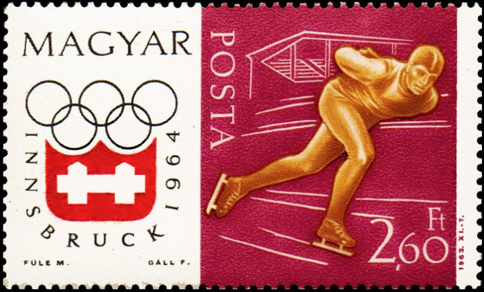 (1963-083) Марка Венгрия &quot;Конькобежный спорт&quot; ,  III O