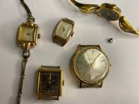 Часы наручные Луч СССР, 5 шт, 3 позолота, 2 не позолота