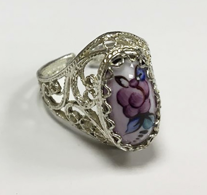 Перстень "Финифть", серебрение (сост. на фото)