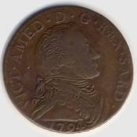 (№1794km91) Монета Италия 1794 год 5 Soldi