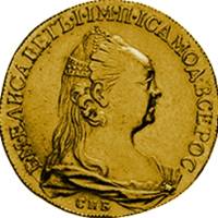 (1757, СПБ, IМП• Большая голова) Монета Россия-Финдяндия 1757 год 10 рублей   Золото Au 917  XF